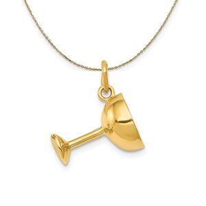 14k Yellow Gold Champagne Glass Necklace - 24 Inch